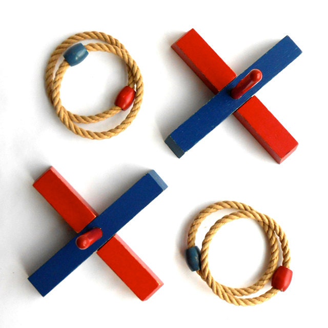 Vintage Milton Bradley Wood Ring Toss Game