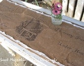 Burlap Table Runner - "To everything there is a season Ecclesiastes" Beehive and Bees - Triple Ruffles -  By:Sweet Magnolias Farm