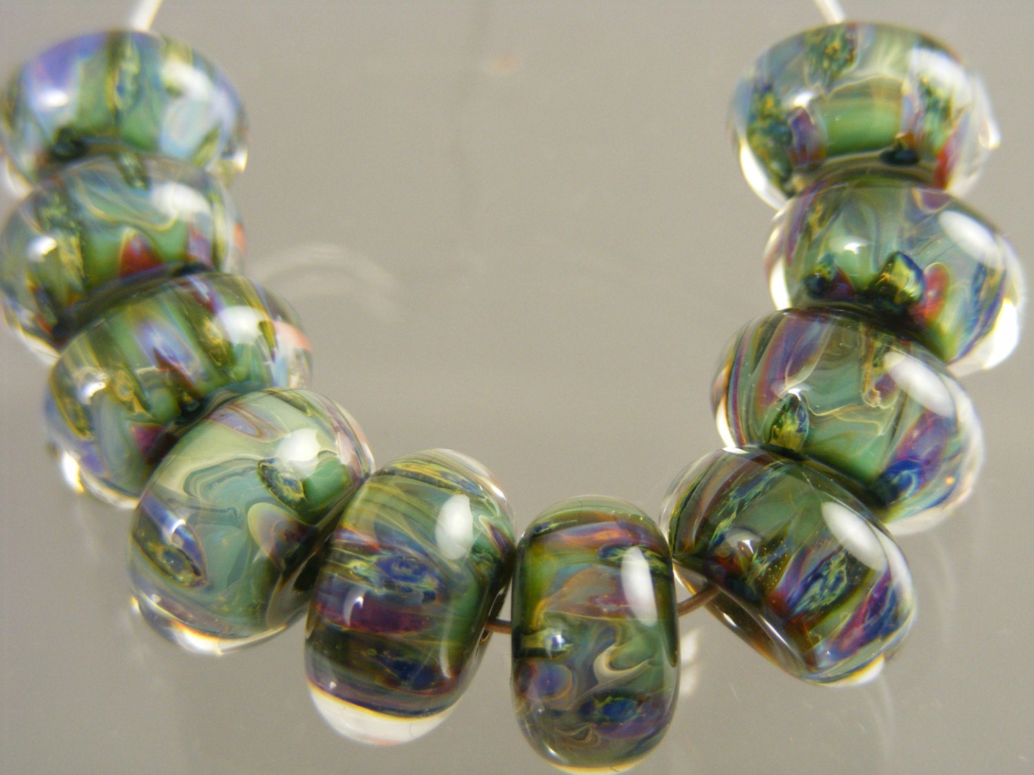Boro beads Lampwork Glass Bead Set (10) ---  Morroco