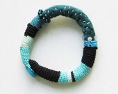 Tribal bangle- Turquoise, mint, teal and black
