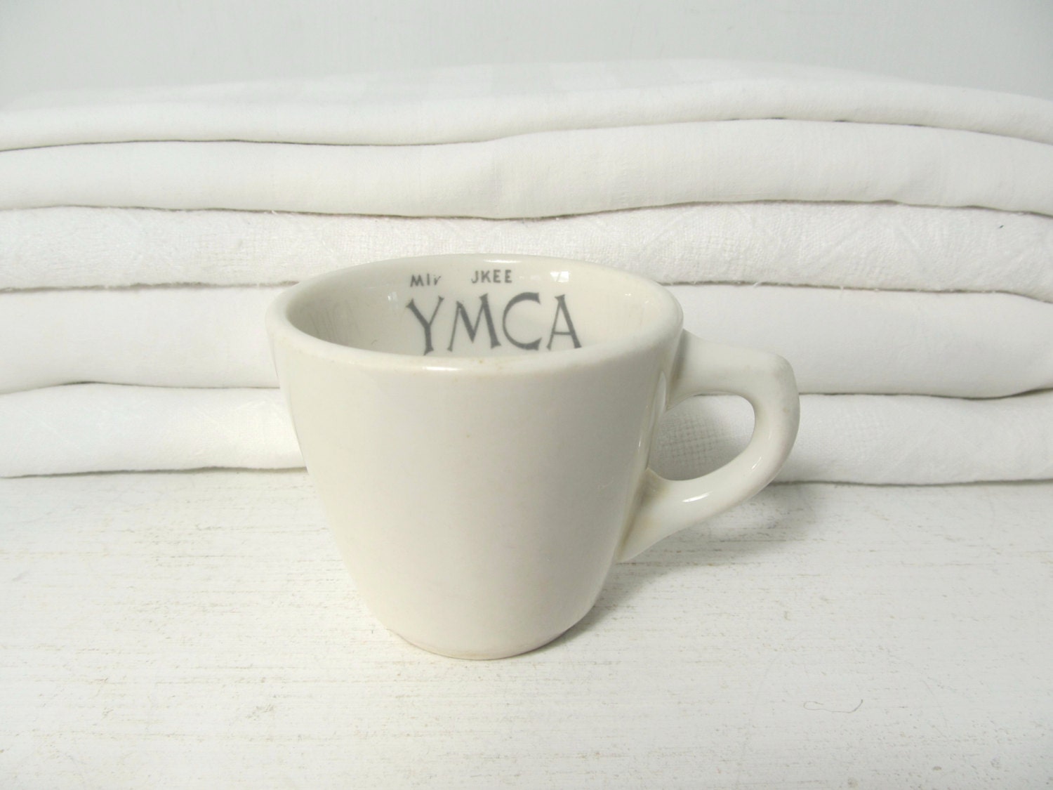 Vintage YMCA White Ironstone Restaurant Cup Milwaukee
