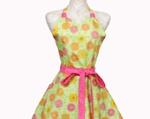 Bright Pink and Green Spring Retro Apron