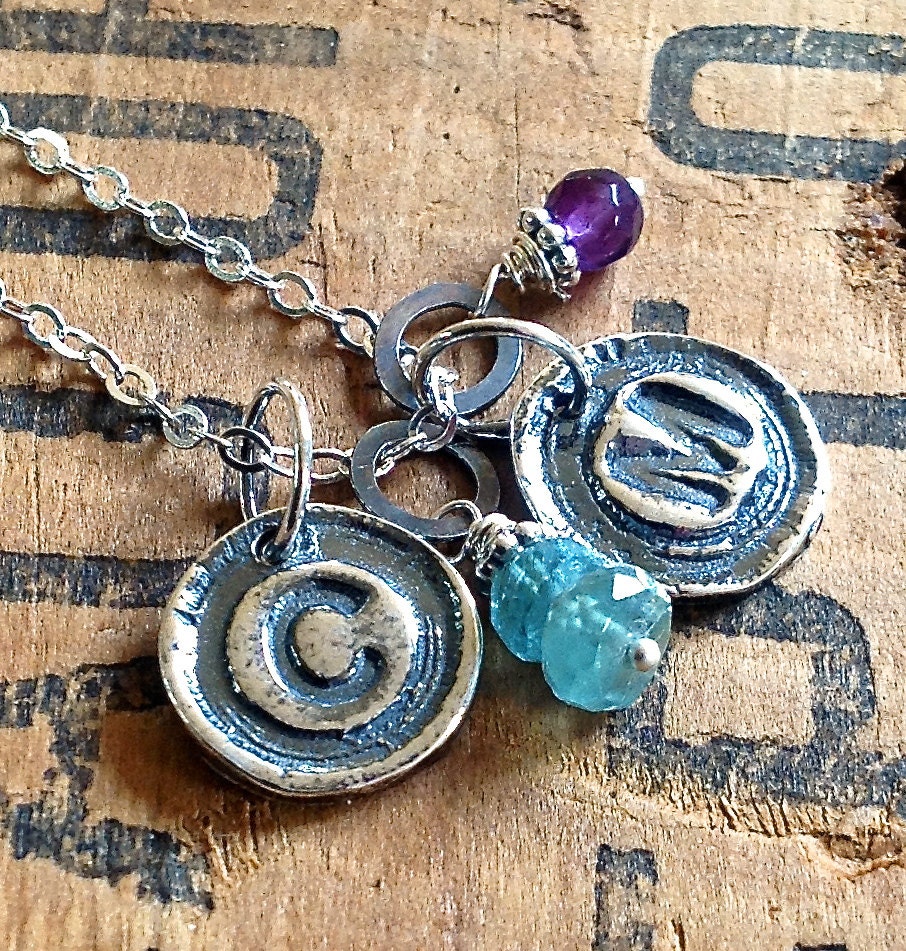 Mother's Necklace Initial Charm Alphabet Letter Sterling Necklace Handmade Wild Prairie Silver jewelry