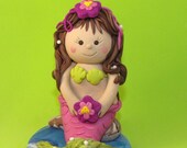 Custom Polymer Clay MERMAID Cake Topper - made to order - Birthday