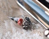 Peach Coral Rose Flower Glass Vial Terrarium Necklace by Woodland Belle Mother's Day Gift