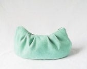 Weekend Sale - Mint Green Clutch Purse - Handmade Vegan Suede Wallet