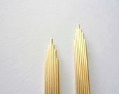 Long gold earrings. Art deco chrysler building vintage pendants. New 14K gold fill ear wires. Great Gatsby era.