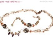Wire Crochet Necklace - Gemstone Jewelry - Copper Jewelry - Autumn Vine Ooak
