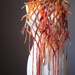 Felted scarf wool Orange earthy  Fish net for Spring , Roots and branches scarf