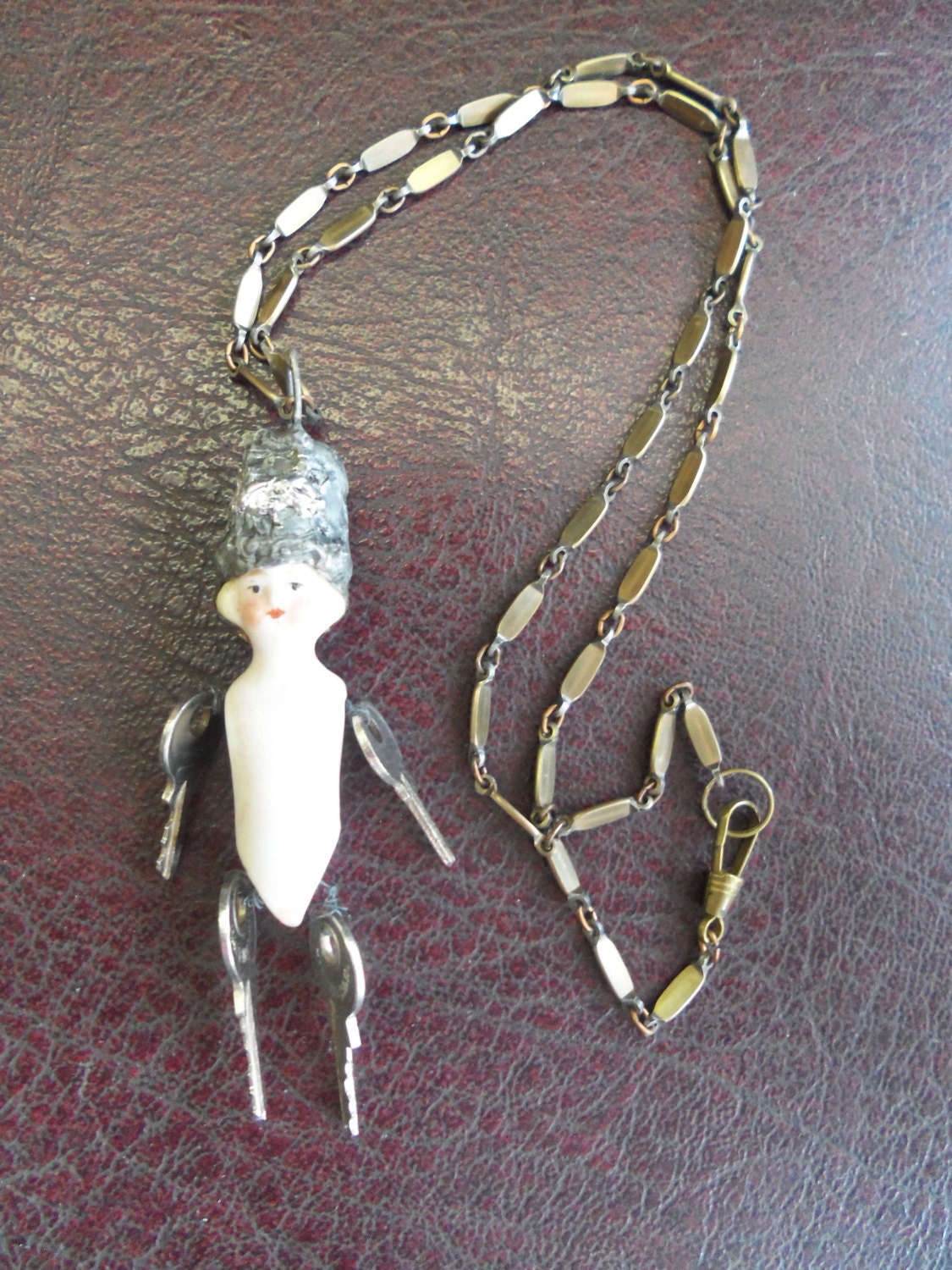 One Of A Kind Assemblage Soldered German Doll Art Necklace from Rustysecrets