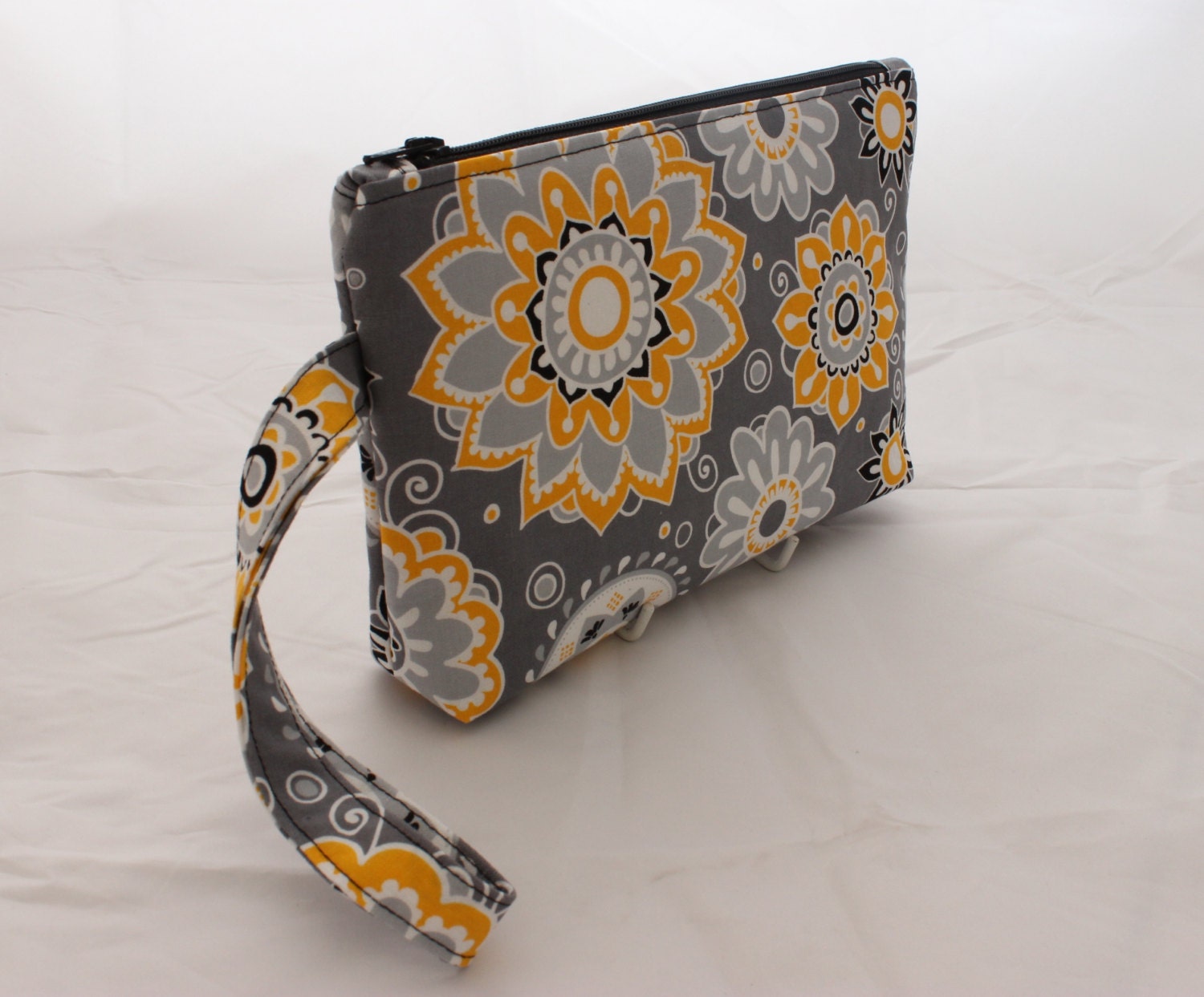 Fabric Cosmetic Travel Wash Bag in yellow and gray