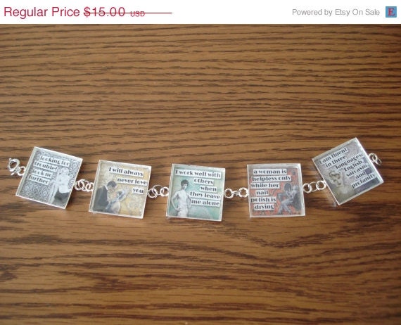 ON SALE Kitschy Retro Sarcastic Humor Silver Bracelet