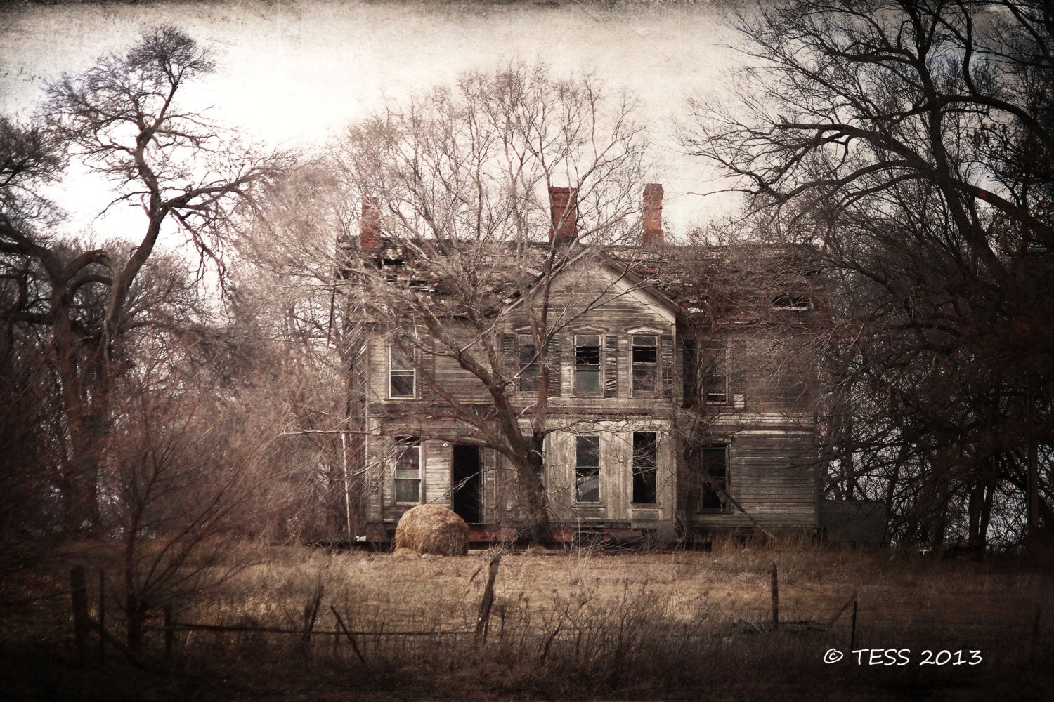 Abandoned Farmhouse Photo - 8  x 12 Photographic Print - Sepia Tone