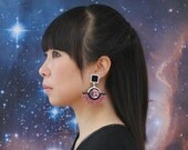 Saturn perspex earrings pink Swarovski crystals