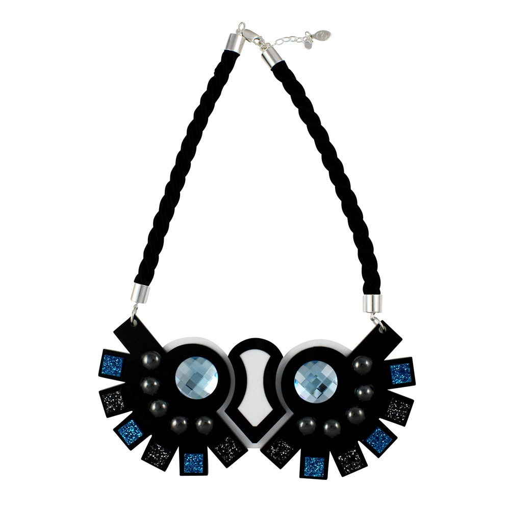 Solaris perspex necklace blue Swarovski crystals
