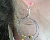 Recycled Bass Strings - Restored Bass String Concentric Circles Earrings with Recycled Guitar string Accents