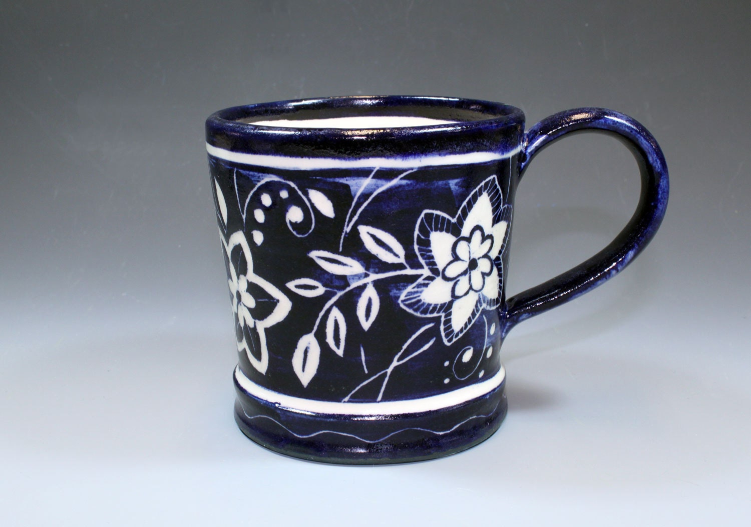 Dark Cobalt and White Coffee Mug