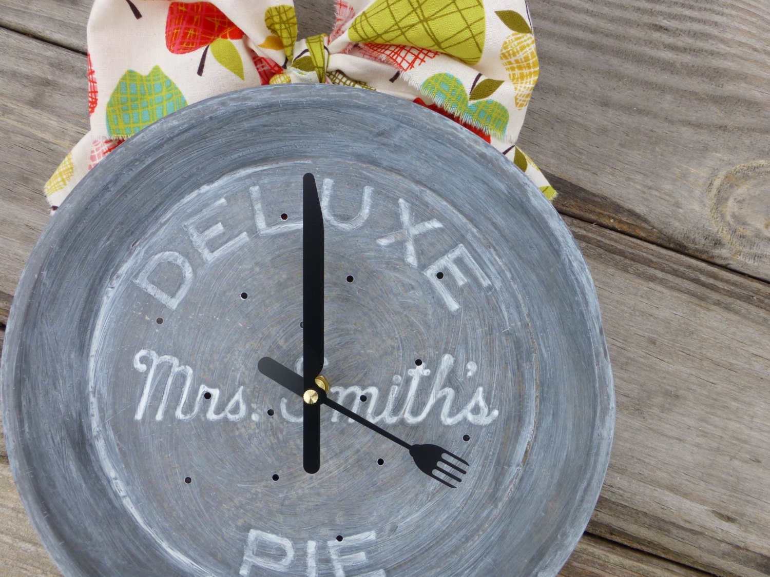 Vintage Mrs. Smith's Pie Tin Clock- Kitchen Wall Clock- Unique Clock- Wall Clock