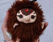 Cute Yeti Cow Plush Squeaker toy Polymer Clay Kawaii Soft Sculpture - Cow Stuffed animal Softie - Kriture no.87