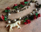 Run for the Roses - Vintage Assemblage Horse Charm Bracelet