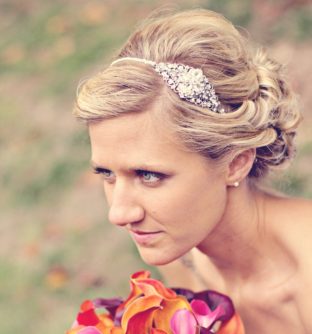 Ashley Swarovski Rhinestones Bridal Headband by Mauve Binchely / Vintage Touch / Weddings / Bridal Accessories