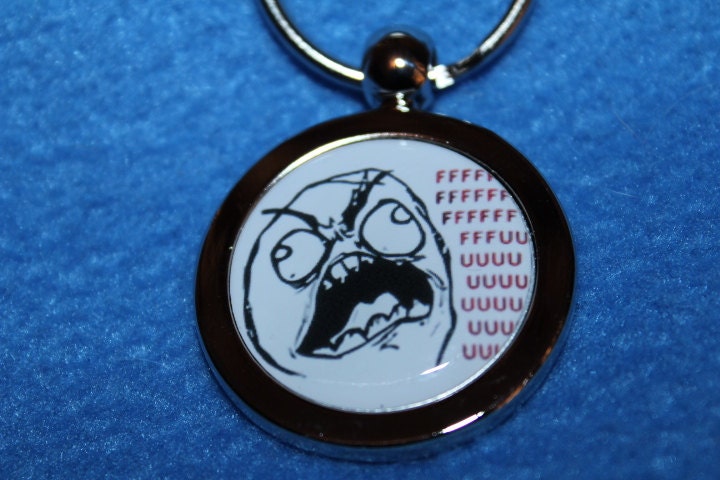 Rage Guy Round Keychain  - Rage Face, Meme, Reddit FFFFFFFUUUUUUUUUUU