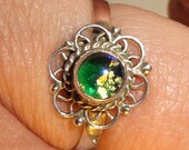 950 Blue Opal Glass Sterling Band Ring Size 7 Mexico