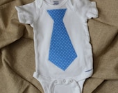 Necktie Onesie - Blue and White Polka Dots (3 to 6 Months)
