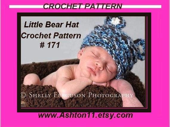 INSTANT DOWNLOAD Crochet Pattern Hat, Little Bear Hat PDF 171 newborn to 1 year pdf digital download, instant download, diy handmade pattern
