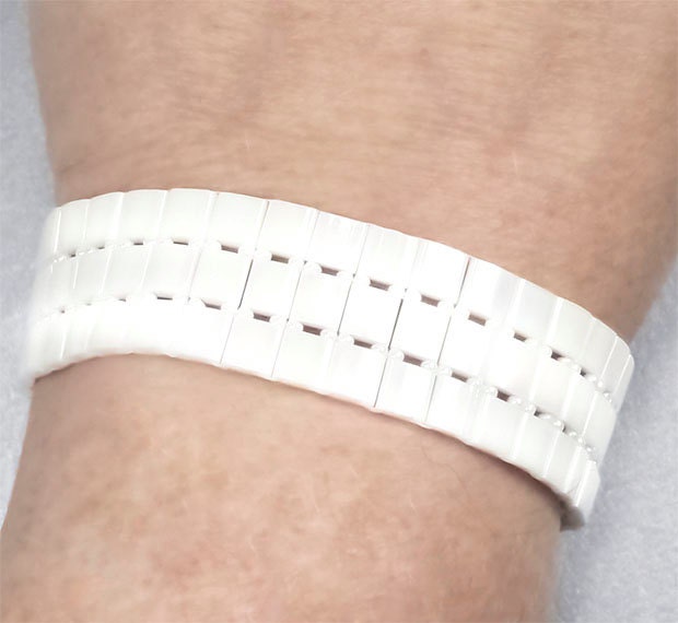 Pearl Bridal Bracelet, Opaque White Pearl AB Tila Beadwoven Cuff Style Bracelet, Pearl Bridesmaid Bracelet - Gia (WB0115)