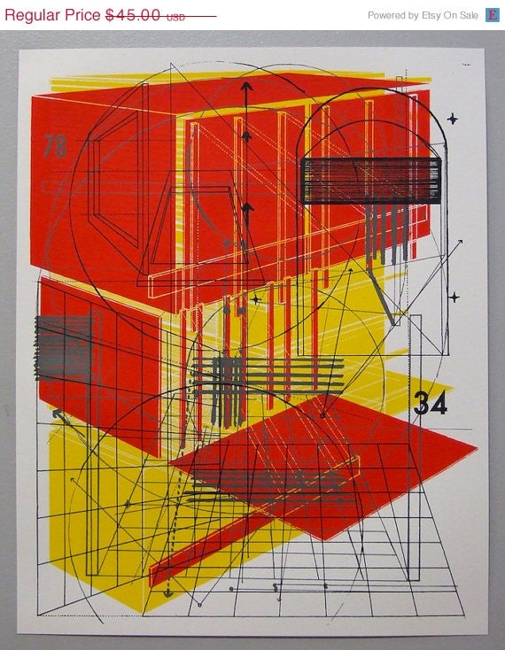 Perspective architecture 1, architectural graphic design, 16 x 20 inches silkscreen print