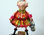 Christmas Holiday Elf Girl Folk Art Pixie Doll Decoration