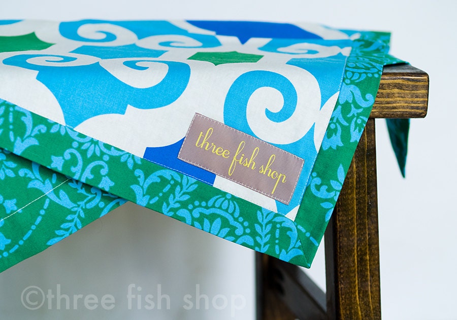 Unisex Baby Blanket - Modern Baby Blanket in Bright Green and Blue Swirls - Unisex Baby Gift - Girl Baby Shower Gift - Modern Baby Gift