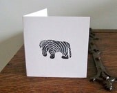 Zebra greeting card, blank inside from FSC card stock with handmade envelope