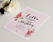 Printable Invitation - English Rose - Birthday Invitation