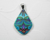 Spring Thing Diamond Shaped Millefiori Pendant with Sterling Bail