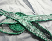 Handwoven Tie Belt - Green and Lavender - 73" long