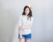 1980s Pale Floral Top // Med