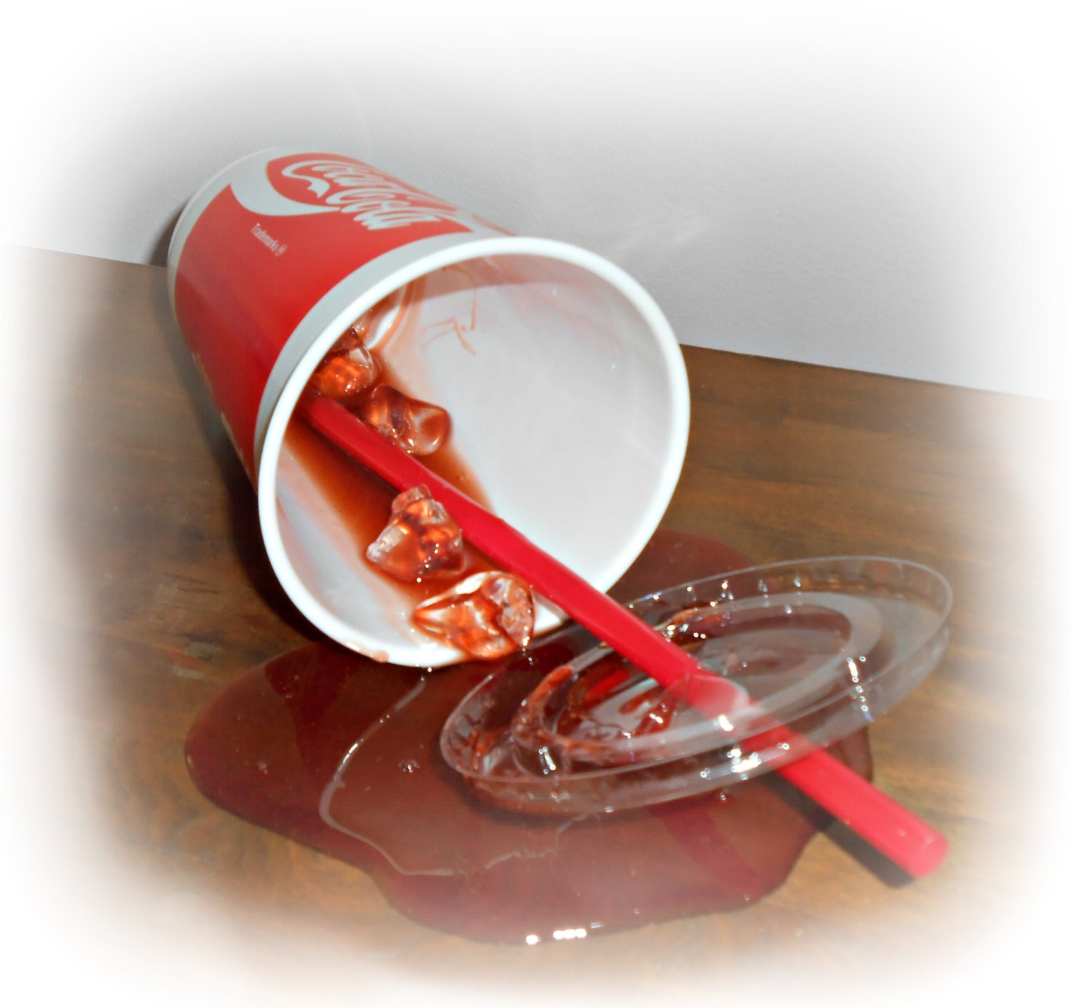 Fake Spilled Pop in a Plastic Cola Cup Fun Prop Gag
