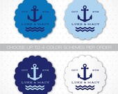 Wedding Stickers or tags // choose up to four different color schemes per order // Design- Anchor & Chevron, Quantity- 44