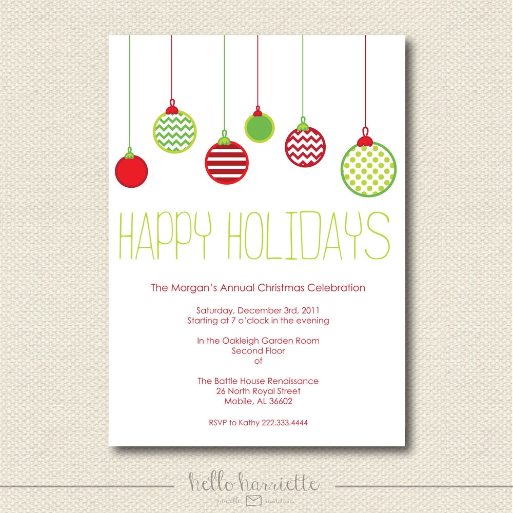 PRINTABLE Happy Holiday Invite