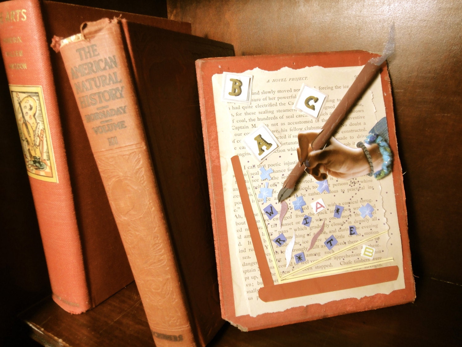 Book cover art - mixed media collage - Writer - Poet - Librarian - TaraWhiteStudio