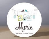 Personalized Pocket Mirror - Love Birds and Canning Jars Mother of the Bride 3.5 inch Pocket Mirror with Gift Bag - Weddings