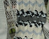 Crochet Blanket Shades of Grey with aran Throw Zebra Print Chevron Afghan Home Decor Sale
