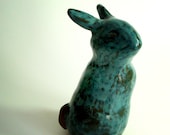 Rabbit Sculpture, Simple Minimalist figurine Turquoise