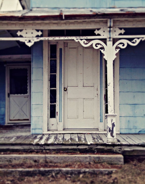 Architecture Photography, 11x14 Print, fine art photograph, blue, vintage door, rustic home decor