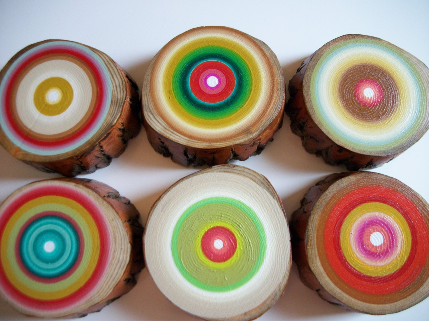 6 Tree Rings Modern Rustic Wall Hanging  Eco Friendly Unique Dimensional Art Customize Choose your colors