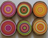 6 Tree Rings Modern Rustic Wall Hanging  Eco Friendly Unique Dimensional Art Customize Choose your colors