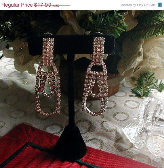 May sale Gorgeous White  Rhinestone Clip Earrings. Cascading 2 1/2 inches. Gift Box JCE5