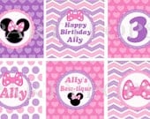 DIY Minnie Mouse Bow-tique Party, Cupcake Toppers, 2" circles, Personalized, Minnie Bow-tique Birthday Party Decoration, Minnie Mouse Party